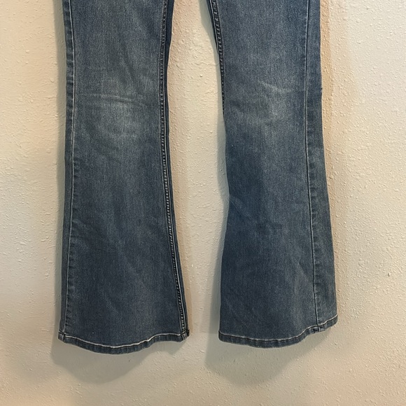 Free People Flare Denim Jeans Pull On Blue‎ - Picture 2 of 8